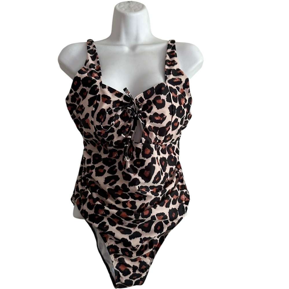 Vivi Fashion Women's Leopard Animal Print One Piece Padded Swimsuit Size 2XL NWT